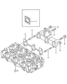 Yanmar Engine Exhaust Manifold Diagram and Parts List for 46G 4X4-1I029Z-1H020Z-37BKD710 Cub Cadet Lawn Tractor Accessories